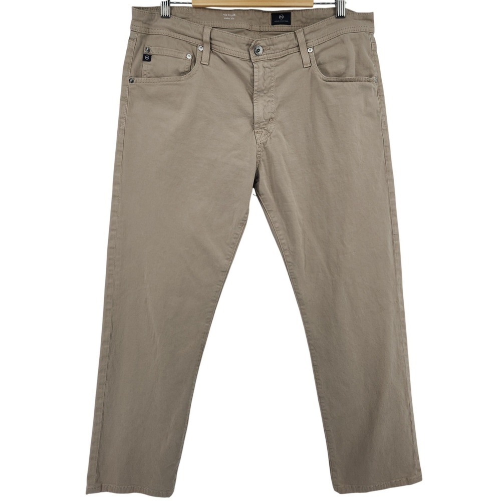 AG Adriano Goldschmied The Tellis Mens 36x34 (35x29) Modern Slim Khaki Tan Pants